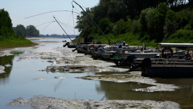 Der Po bei Torricella in Norditalien ist weitgehend ausgetrocknet. (Bild: AP)