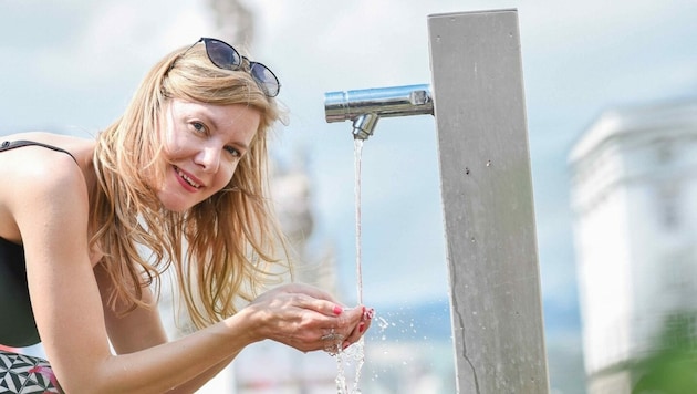 Ein Trinkwasserbrunnen in Linz (der an der Wasserleitung hängt und deshalb - hoffentlich - nie versiegt) (Bild: Markus Wenzel)