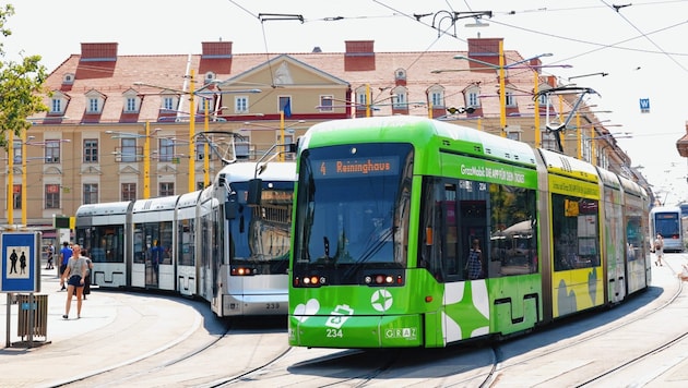 Travel on streetcars in Graz will become more expensive again in July. (Bild: Christian Jauschowetz)