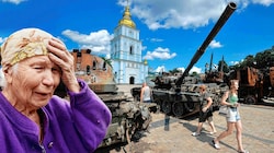 Tod und Verderben im Kriegsgebiet, Ausstellung zerstörter russischer Waffen in Kiew. (Bild: Montage: Krone KREATIV, Reuters, PPS)