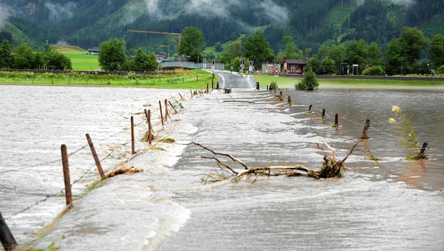 Hochwasser im Oberpinzgau. Weite Teile stehen Unterwasser. Zahlreiche Straßensprerren sind die folge. 18.Juli 2021, Foto Land sazburg/Neumayr/Daniel Breuer 18.7.2021 (Bild: Land Salzburg / Franz Neumayr)