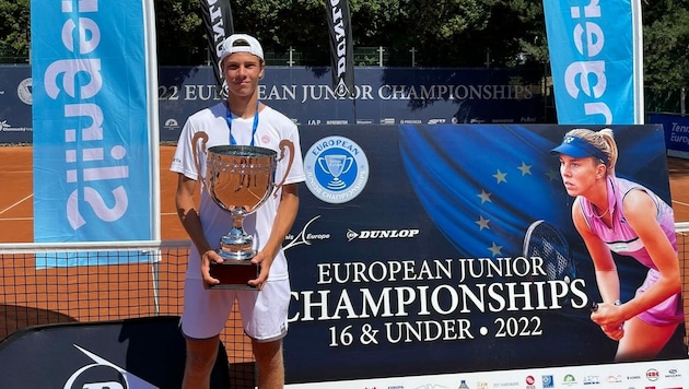 Joel Schwärzler feierte in Tschechien mit dem Gewinn des U16-EM-Titels seinen bislang größten Erfolg. (Bild: ÖTV)
