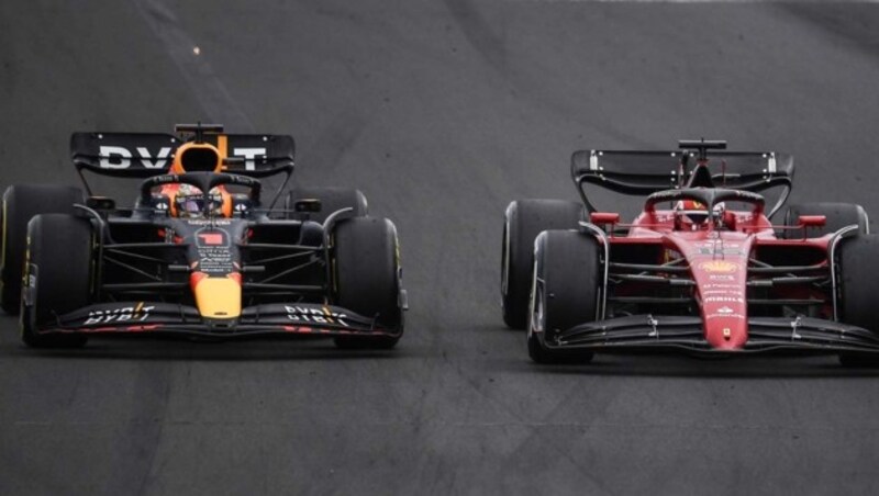 Max Verstappen und Charles Leclerc (Bild: AFP)