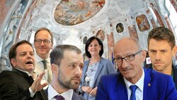 Die Chefs der im Tiroler Landtag vertretenen Parteien. (Bild: Christof Birbaumer, Krone Kreativ)