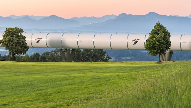 Eine Hyperloop-Strecke in Bayern: An dieser Vision forscht ein Team der Technischen Universität München. (Bild: TUM Hyperloop)
