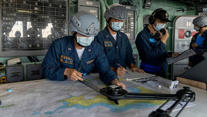 Mitglieder der taiwanesischen Marine während einer Übung im Juli 2022 (Bild: AP)