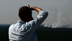 Aufgrund der enormen Trockenheit breiteten sich die Flammen im Grunewald schnell aus. (Bild: APA/AFP/INA FASSBENDER)