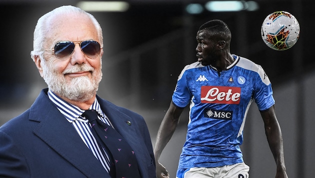 Aurelio de Laurentiis (l.) und Kalidou Koulibaly (r.) (Bild: AFP)