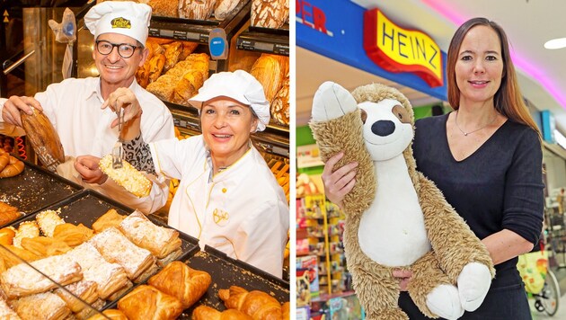 Auch Unternehmen, wie etwa die Bäckerei Felber oder Spielwaren Heinz, haben mit der Teuerung zu kämpfen, wie Doris Felber (li.) und Heidi Heinz (o.) berichten. (Bild: Paparazzo Christian Peter Tomschi Krone KREATIV)