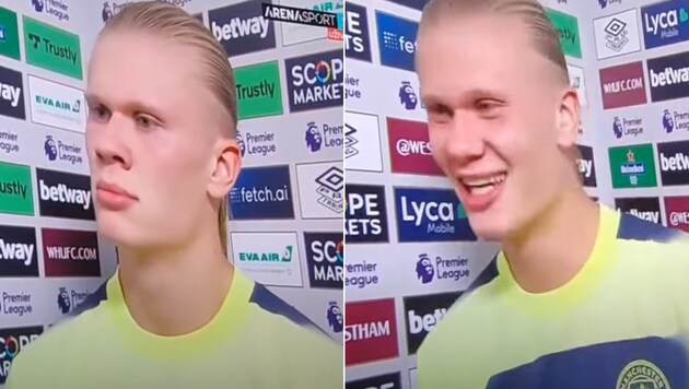 Erling Haaland beim Sky-Interview (Bild: YouTube.com/Sky)