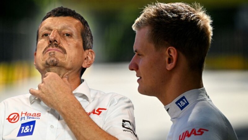 Günther Steiner (l.) und Mick Schumacher (r.) (Bild: AFP, Getty Images)