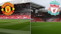 Das Old Traffrod Stadion von Manchester United (li.) und das Stadion an der Anfield Road, Heimat des Fc Liverpool (Bild: AP, AFP)