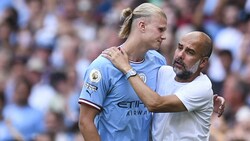 Erling Haaland und Pep Guardiola (Bild: AFP or licensors)