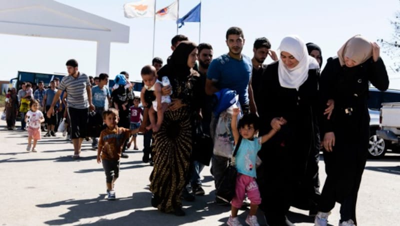 Syrische Flüchtlinge in einem Flüchtlingslager knapp außerhalb der zyprischen Hauptstadt Nikosia (Bild: AFP)