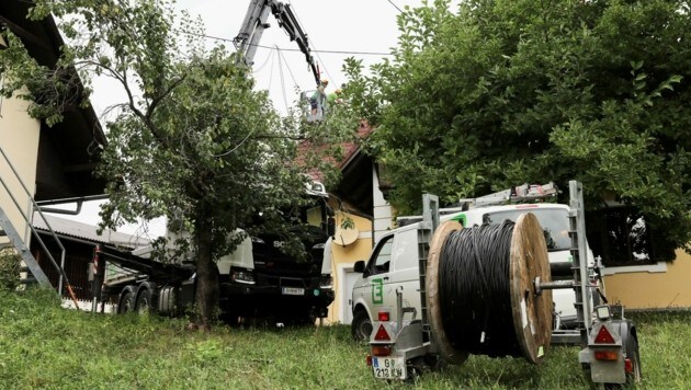 El daño de la tormenta en Frauental fue reparado por Energie Steiermark el viernes (Imagen: Energie Steiermark)