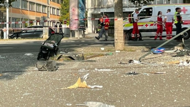 Der PKW-Fahrer zog in der Alpenstraße eine Spur der Verwüstung (Bild: Benedict Grabner)