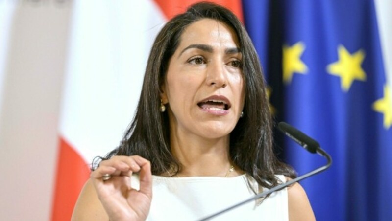 Rasha Corti (Expertenrat für Integration) während der Pressekonferenz (Bild: APA/KLAUS TITZER)