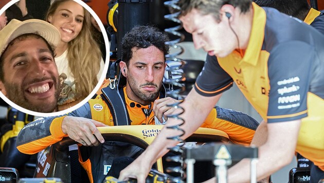 Daniel Ricciardo strahlt mit Heidi Berger um die Wette. Bei McLaren muss er um sein Cockpit zittern. (Bild: APA/AFP/FERENC ISZA, instagram.com/danielricciardo)