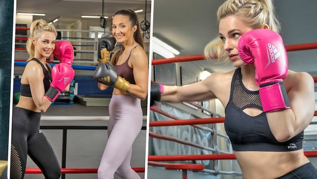 Silvia Schneider beim Training im Boxclub „Bounce“ mit Coach Michaela Kotaskova (Bild: Boxclub Bounce)