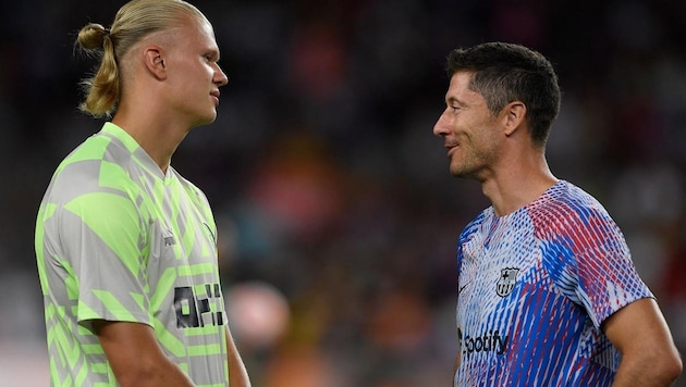 Erling Haaland und Robert Lewandowski (Bild: AFP or licensors)