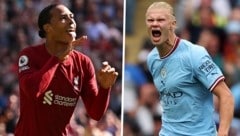 Virgil van Dijk und Erling Haaland (Bild: AFP, krone.at-grafik)