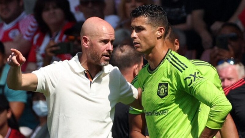 Erik ten Hag (l.) und Cristiano Ronaldo (r.) (Bild: AFP or licensors)