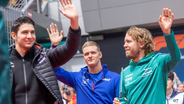 Esteban Ocon, Mick Schumacher und Sebastian Vettel (von li. nach re.) (Bild: APA/EXPA/JOHANN GRODER)
