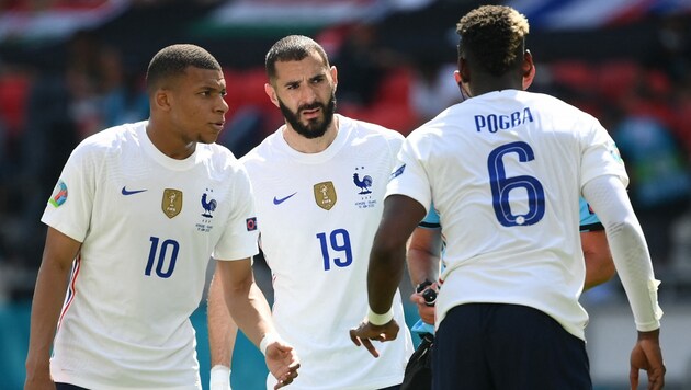 Kylian Mbappe, Karim Benzema und Paul Pogba (v.l.n.r.) (Bild: AFP and licensors)