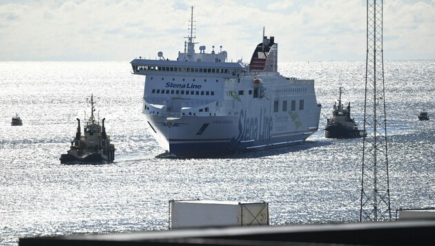 Die Fähre Stena Scandica bei ihrer Ankunft im schwedischen Hafen Nynäshamn (Bild: AFP/ TT News Agency/ Fredrik Sandberg)