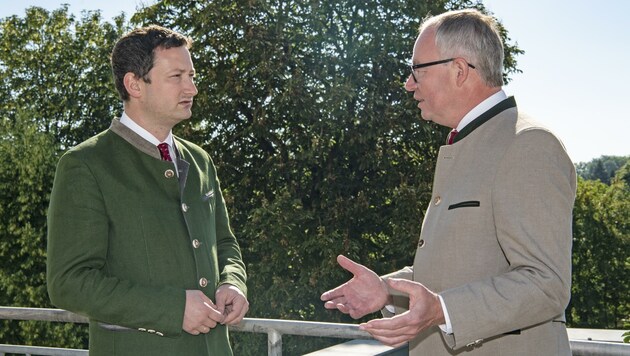 Bauern brauchen Dünger für fruchtbare Felder, warnen Pernkopf (re.) und Nemecek. (Bild: ERICH MARSCHIK)