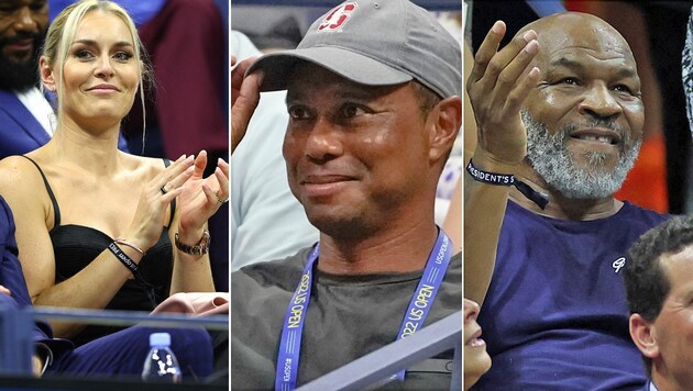 Lindsey Vonn, Tiger Woods, Mike Tyson (von links) - sie all drückten Serena Williams die Daumen. (Bild: AP, AFP)