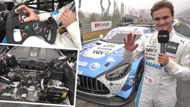 Lucas Auer und sein Arbeitsgerät, der Mercedes-AMG GT3 (Bild: krone.at)