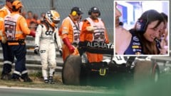 Einige Mercedes-Fans wittern hinter dem Aus von Yuki Tsunoda einen Plan von Red-Bull-Chefstrategin Hannah Schmitz (kleines Bild rechts). (Bild: APA/AFP/Kenzo TRIBOUILLARD, Twitter.com/AIRYNlCHA)