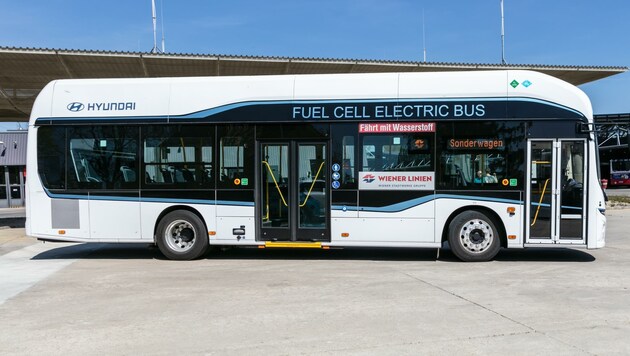 Extra für die Climate Action Days wurde der „Hyundai Elec City“-Wasserstoffbus von den Wiener Linien angemietet. In der Bundeshauptstadt wird er bereits seit Februar getestet. (Bild: M.Helmer)