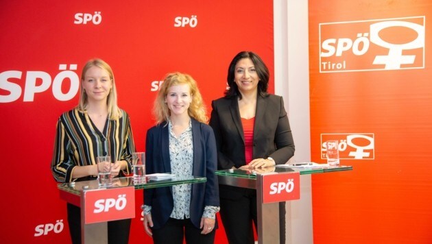 LA Elisabeth Fleischanderl, NR Eva Maria Holzleitner y NR Selma Yildirim (desde la izquierda), presidenta de la mujer del SPÖ tirolés.  (Imagen: Julia Hitthaler)