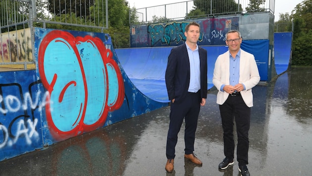 Philipp Liesnig und Franz Petritz wollen den Skatepark komplett erneuern. (Bild: Rojsek-Wiedergut Uta)