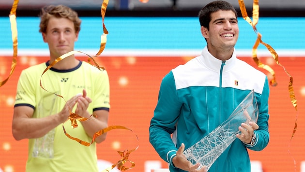 Die US-Open-Finalisten Casper Ruud und Carlos Alcaraz (Bild: 2022 Getty Images)