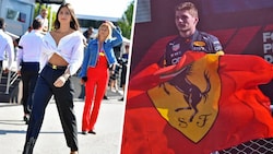Max Verstappen siegte und blamierte Ferrari (re.), seine Freundin Kelly war vor Ort. (Bild: AP, Reuters)