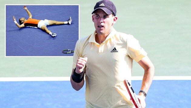 Dominic Thiem (re.) und Carlos Alcaraz (Bild: GEPA, APA/Getty Images via AFP/GETTY IMAGES/MATTHEW STOCKMAN)