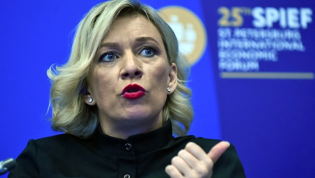 Russlands Außenamtssprecherin Maria Sacharowa (Bild: APA/AFP/OLGA MALTSEVA)