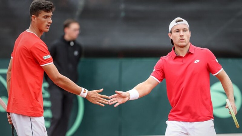 Auch im Davis Cup waren Erler (li.) und Miedler heuer eine Bank: Zwei Spiele, zwei Siege. (Bild: GEPA )