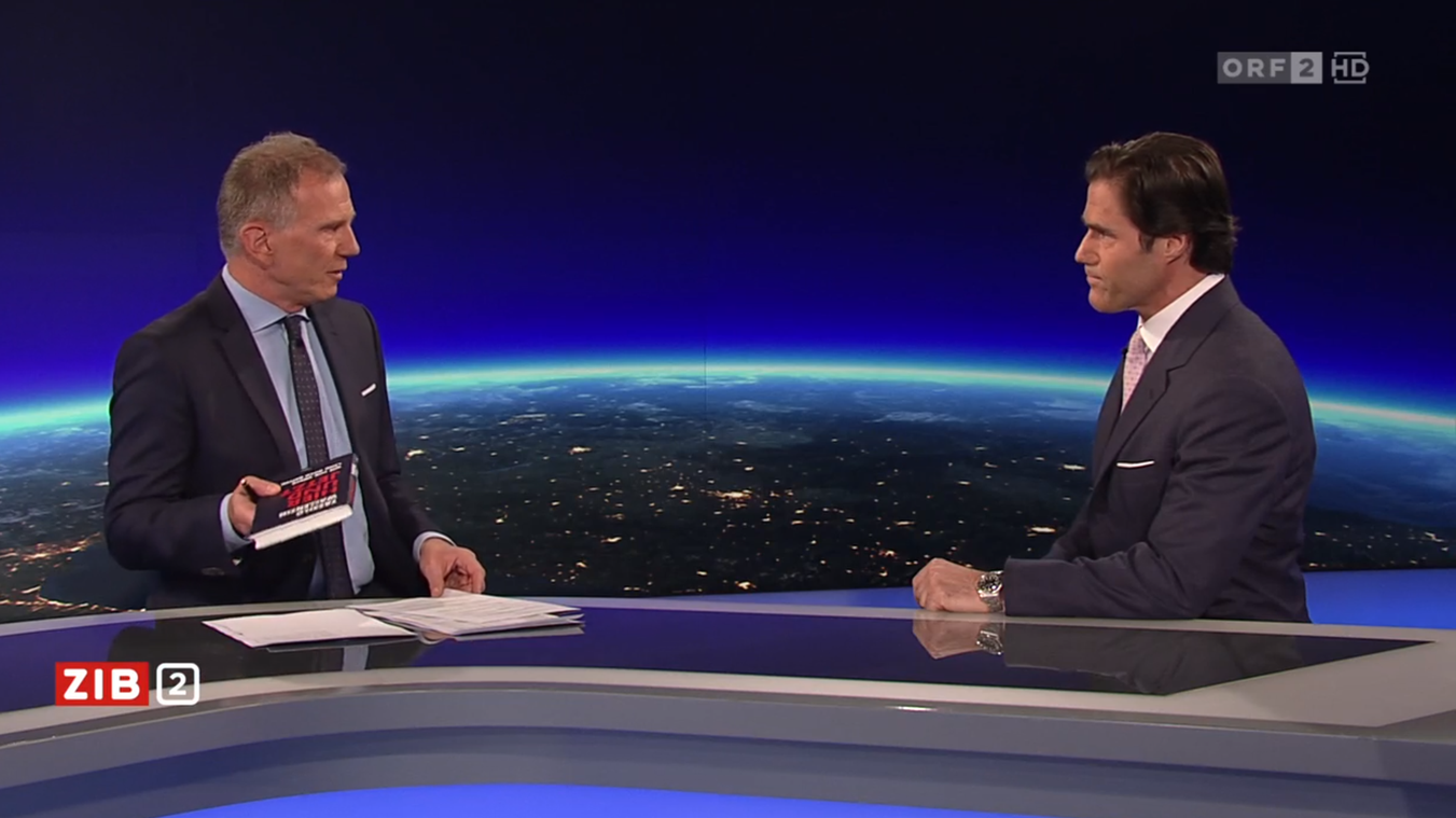 Bereits in der „ZiB 2“ am 19. September lieferten sich ORF-Moderator und Hofburg-Kandidat Tassilo Wallentin einen heftigen Schlagabtausch. (Bild: Screenshot/ORF)