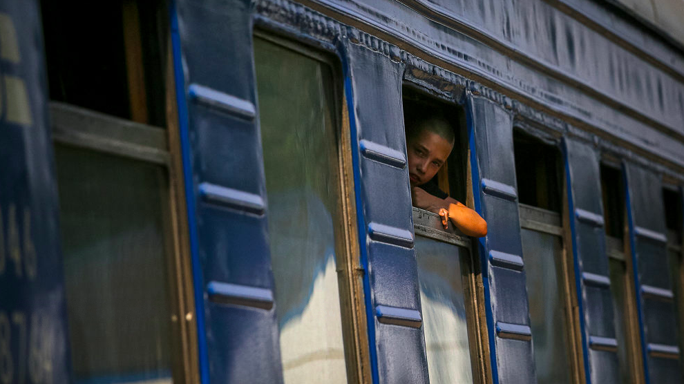 Der Chef der Staatsbahn Olexander Kamyschin rief europäische Eisenbahnen zu gemeinsamen Geschäften auf. (Bild: APA/AFP/ANATOLII STEPANOV)
