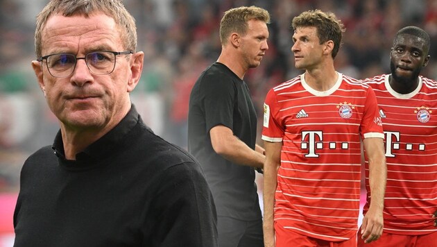 For Marcel Reif, Ralf Rangnick is a coaching candidate for Bayern Munich, where Rangnick's student Julian Nagelsmann has also been a coach. (Bild: AFP, krone.at-grafik)