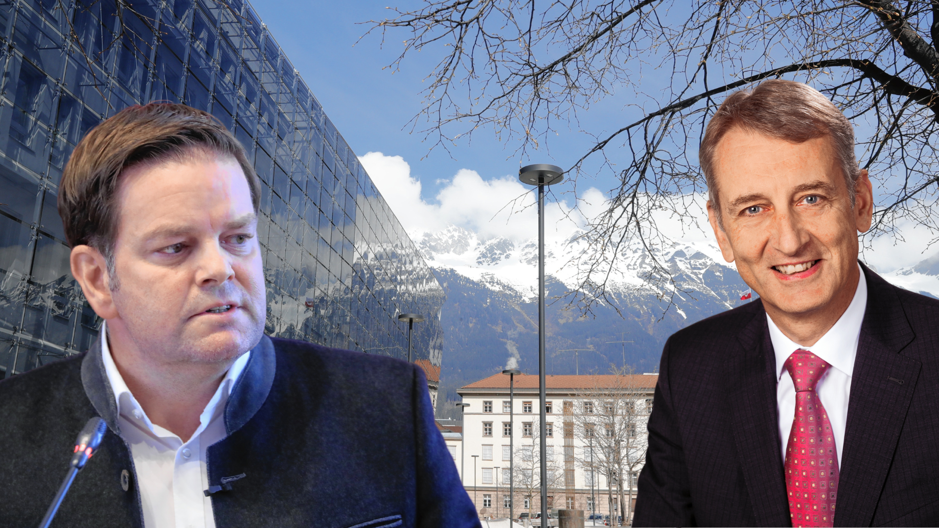 Erich Entstrasser (rechts) von der Tiwag widerlegt die Behauptung von FPÖ-Chef Markus Abwerzger. (Bild: Christof Birbaumer, Die Fotografen)