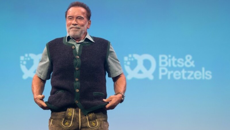 Arnold Schwarzenegger beim Unternehmensgründer- und Investorentreffen Bits & Pretzels (Bild: APA/dpa/Sven Hoppe)