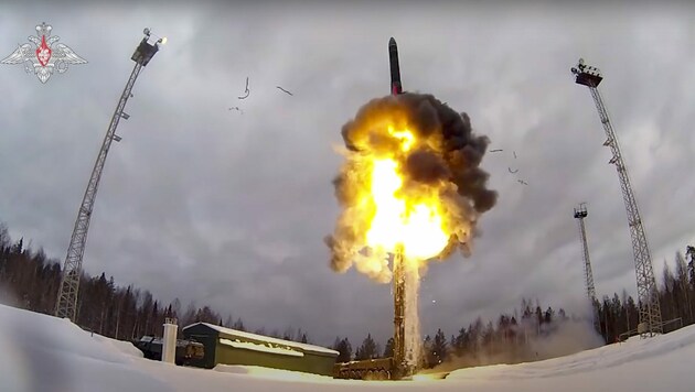 Der Start einer ballistischen Interkontinentalrakete vom Typ Yars bei einer Übung (Bild: Russian Defense Ministry Press Service)