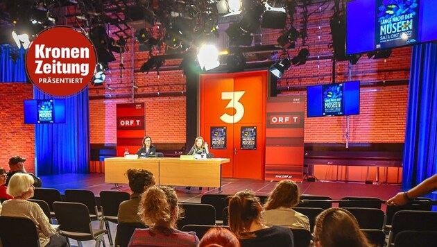 Die Programmpräsentation der „Langen Nacht der Museen“ im ORF-Landesstudio Tirol. (Bild: Hubert Berger)