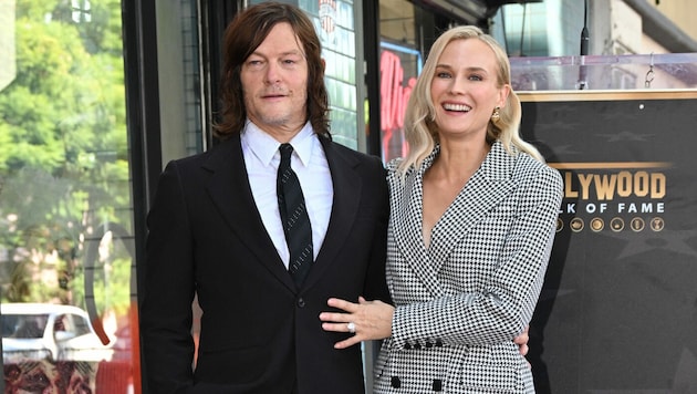 Schauspielerin Diane Kruger ist sichtlich stolz auf ihren Verlobten Norman Reedus, der mit einem Stern auf dem Walk of Fame in Hollywood geehrt wurde. (Bild: APA/Photo by Robyn Beck/AFP)