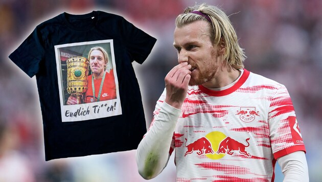 Emil Forsberg bringt ein Shirt auf den Markt (Bild: AFP, Twitter/Maciej_Iwanow)